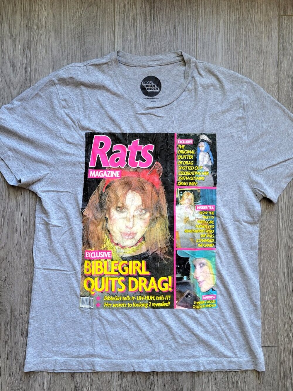 BibleGirl Drag Queen Merch Rats Magazine Pride t-shirt size L